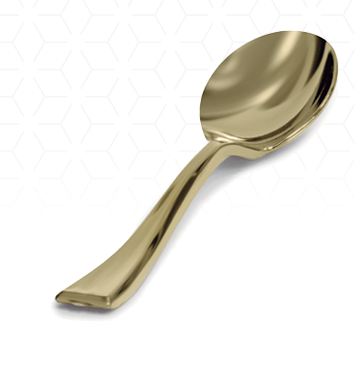 Mini Colher Plstico Ouro 10cm 20 unidades
