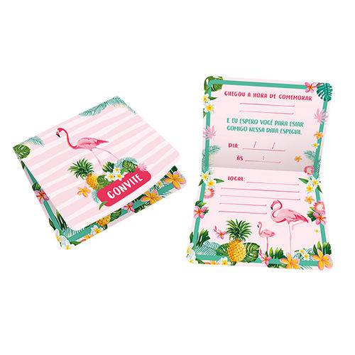 Convite Flamingo 08 unidades