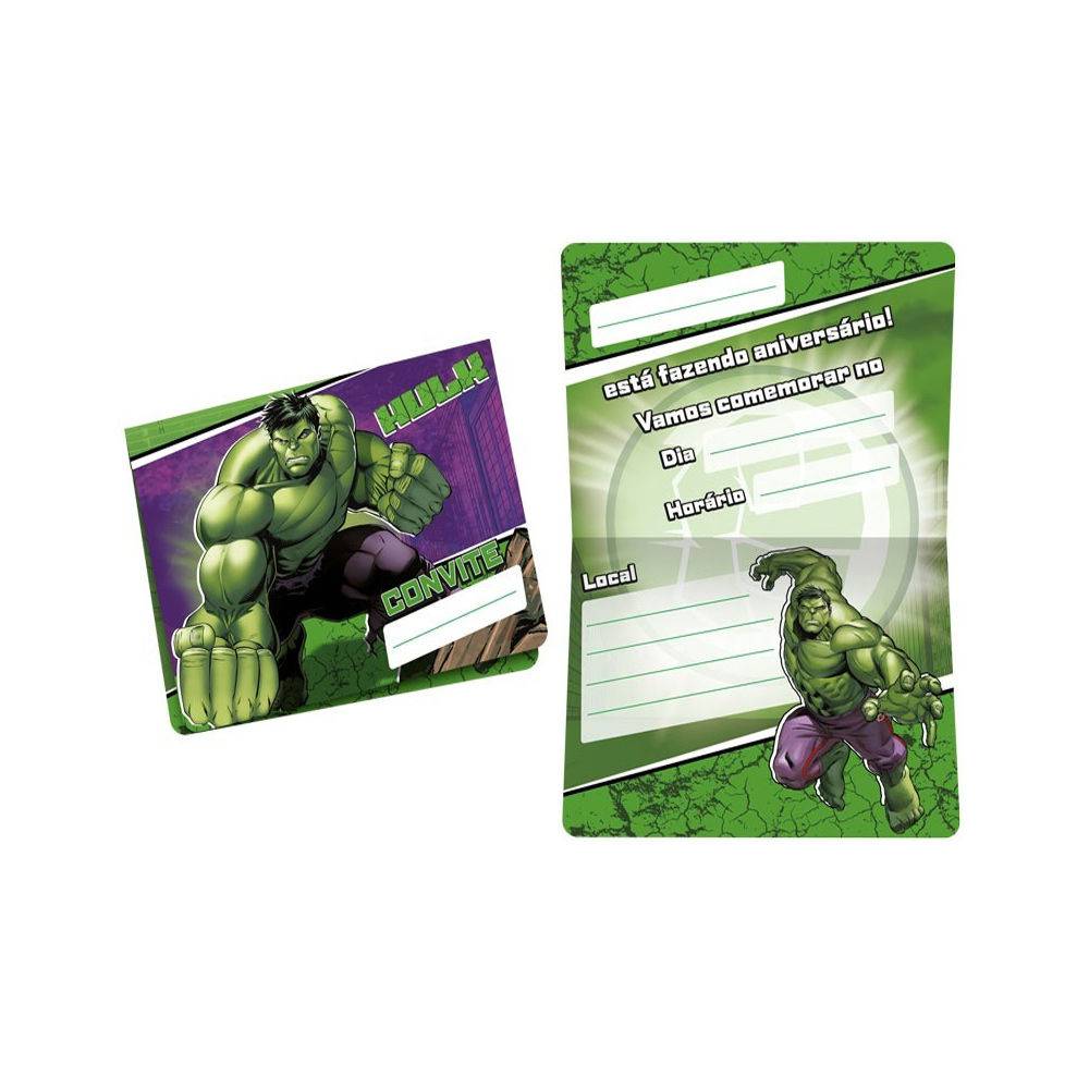 Convite Hulk Animao 08 Unidades