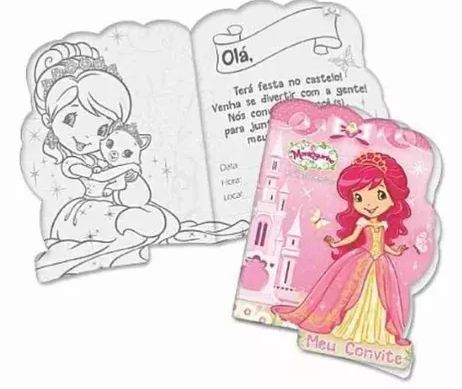 Convite Moranguinho Princesa 08 Unidades