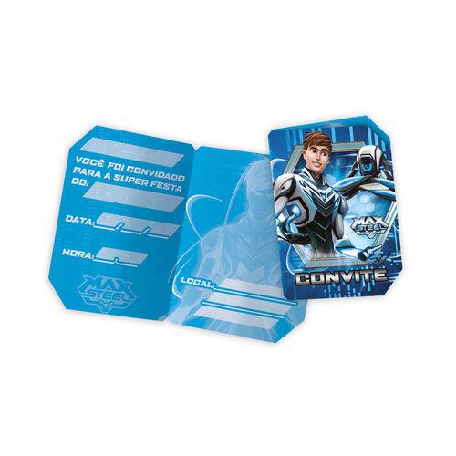 Convite Pequeno New Max Steel 08 Unidades