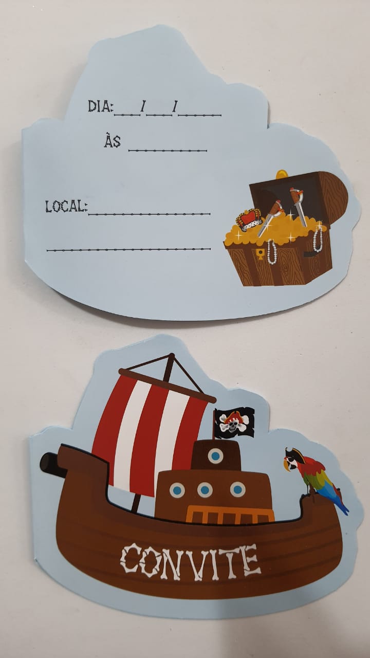 Convite Piratas do Caribe Desenho 08 Unidades