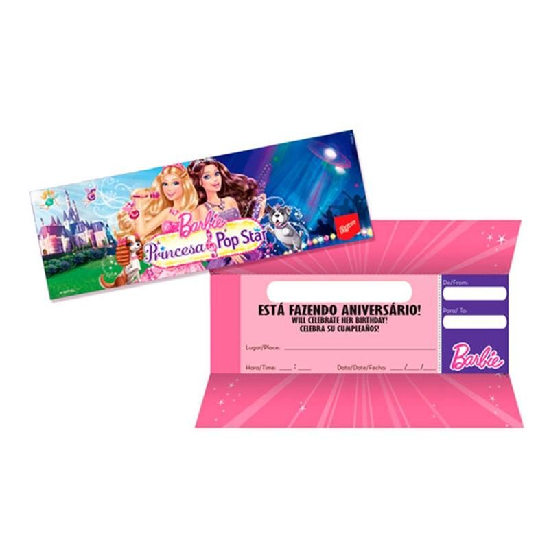 Convite Barbie 08 Unidades
