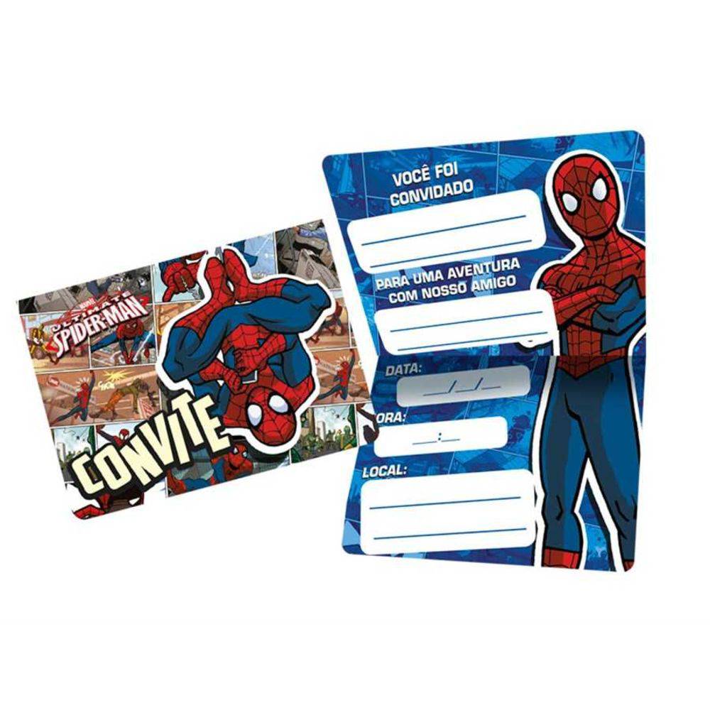 Convite Spider Man Quadrinhos 08 Unidades