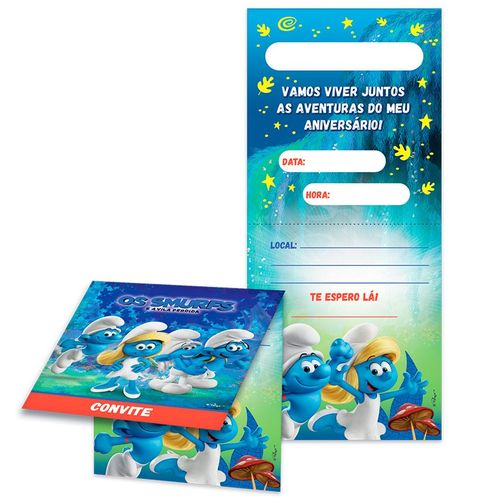 Convite Smurfs 08 Unidades
