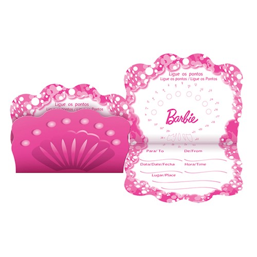 Convite Barbie 08 Unidades