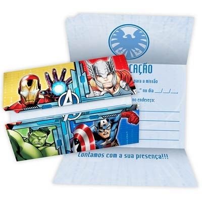 Convite Pequeno Avengers Animated 08 Unidades