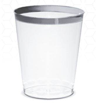 Mini Copo Plstico 30ml Borda Prata 10 Unidades