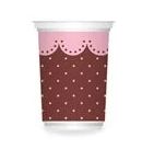 Copo 200 ml Plstico Marrom Po Rosa 08 unidades