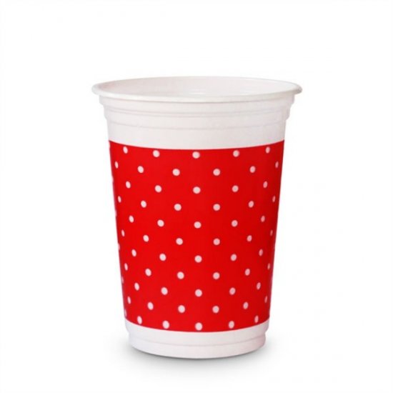 Copo 200 ml Plstico Vermelho Po Branco 08 Unidades