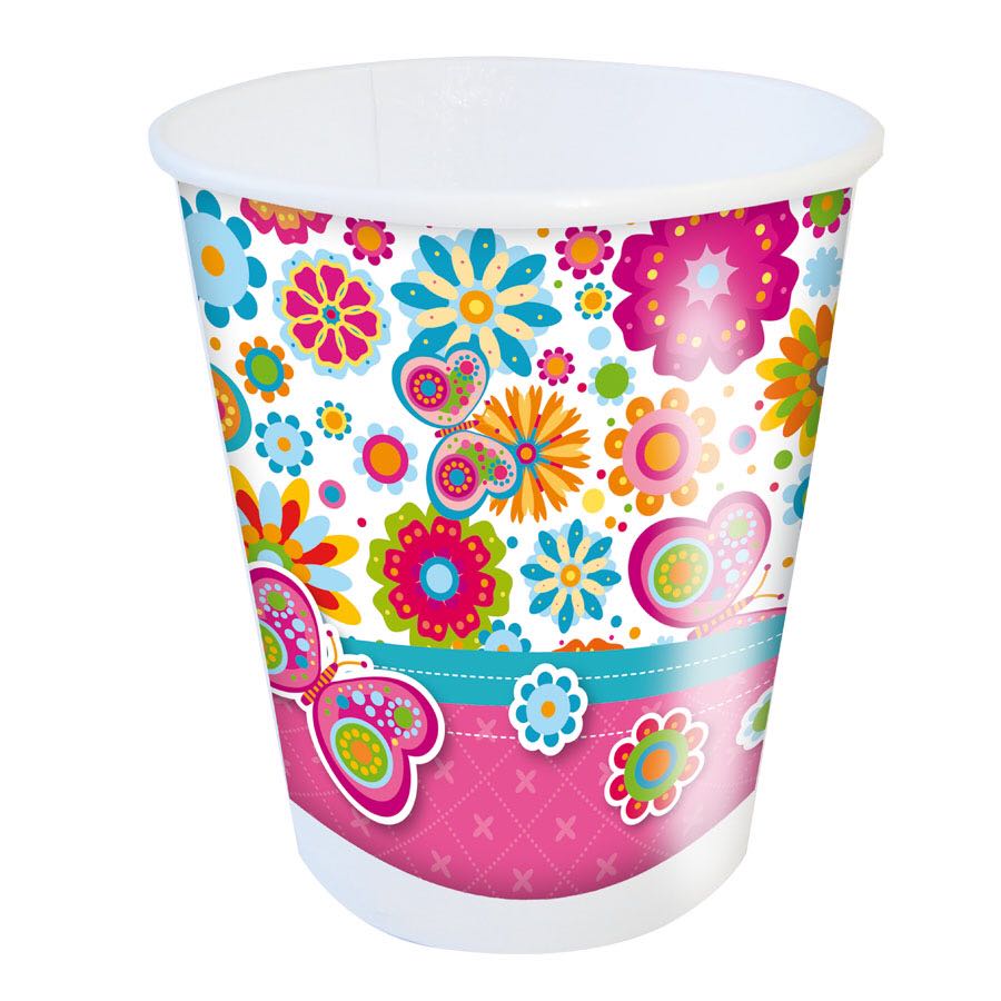 Copo Floral 200ml 08 unidades