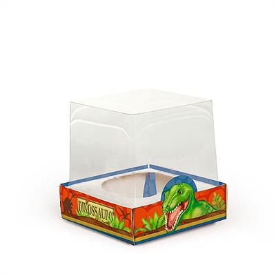 Caixa Para Cupcake Com Visor Dinossauro 06 Unidades