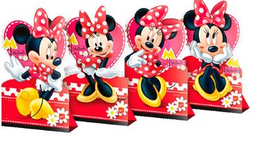 Decorao Mesa Minnie Vermelha 04 Unidades
