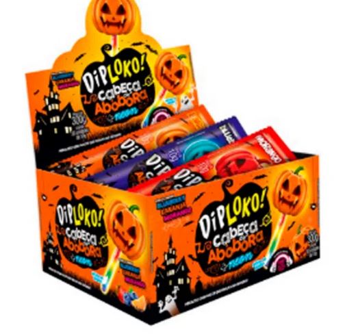 Pirulito Diploko Cabea Abbora Neon 300g 30 Unidades