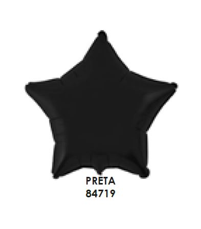 Balo 18 Polegadas Metalizado Estrela Preto Cromo Unidade