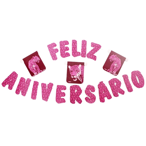 Faixa Feliz Aniversario Oncinha Rosa