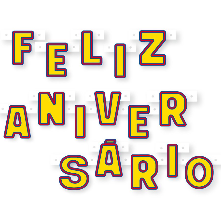 Faixa Feliz Aniversrio Amarela