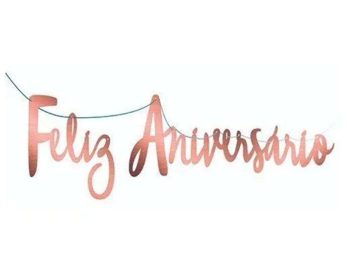 Faixa Feliz Aniversrio Metalic Rose Unidade
