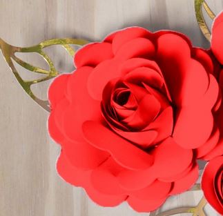 Folha Dourada Com Flor Mdia Vermelha Unidade