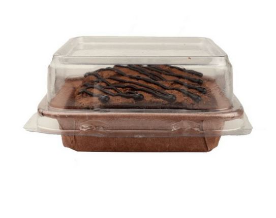 Forma Brownie Quadrada Com Tampa Marrom 6,8x6,8cm 05 Unidades