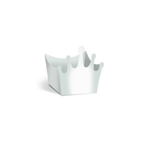 Forminha Para Doce Coroa Brilho Prata 24 Unidades