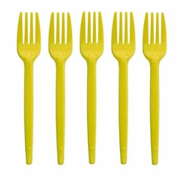Garfo Sobremesa Plstico Amarelo 50 Unidades