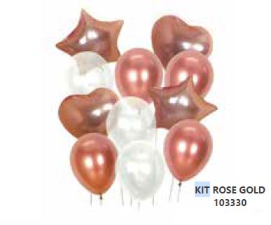 Kit Balo Metalizado Ltex Rose Gold 12 Unidades