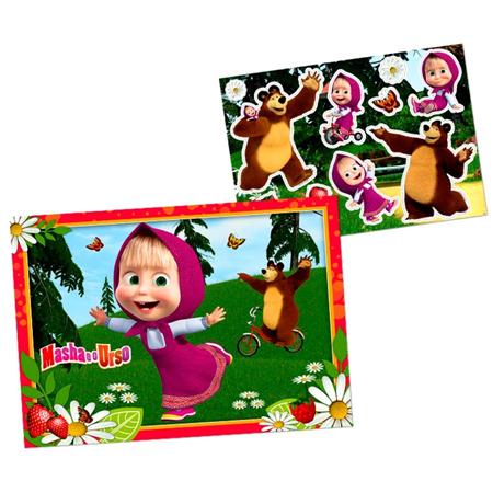 Painel Kit Decorativo Masha E O Urso 51x79cm 2 placas
