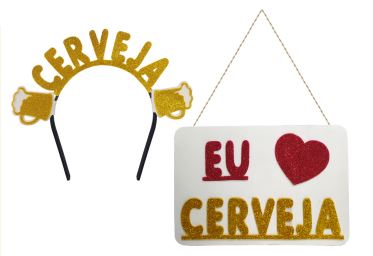 Kit Tiara E Placa Eu Amo Cerveja VC0809 Unidade