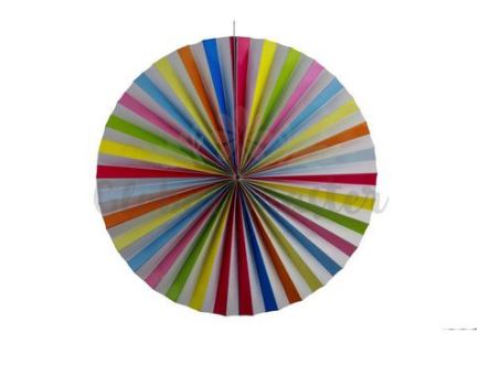 Leque De Papel Colorido 20cm Unidade