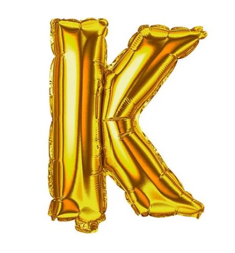 Balo Letra K 16 Polegadas Metalizado Dourado Unidade
