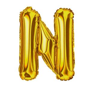 Balo Letra N 16 Polegadas Metalizado Dourado Unidade