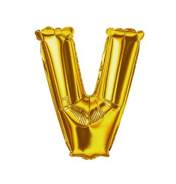 Balo Letra V 16 Polegadas Metalizado Dourado Unidade