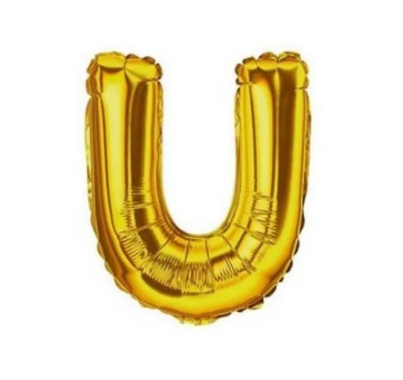 Balo Letra U 70 cm Metalizado Dourado Unidade