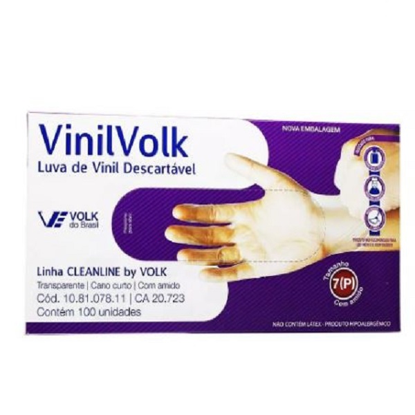 Luva Vinil P Com Amido 100 Unidades