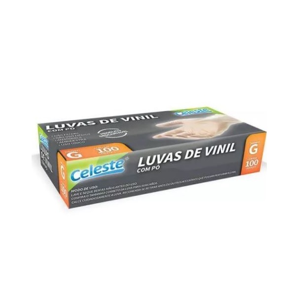 Luva Vinil G Com Amido 100 Unidades