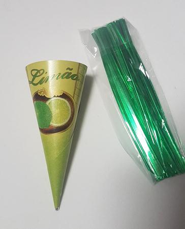 Kit Mini Cone Trufado (Cone+Fecho+Envoltrio) 9cm Limo