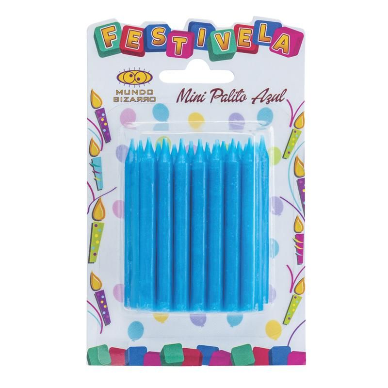 Vela Festivelas Mini Palito Azul 24 Unidades