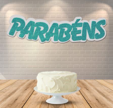 Painel Parabns Glitter Azul Claro Unidade