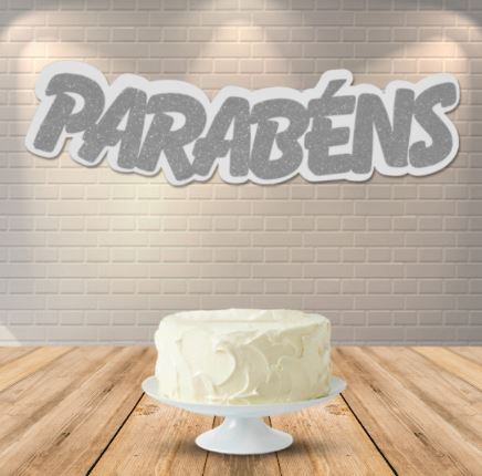 Painel Parabns Glitter Prata Unidade