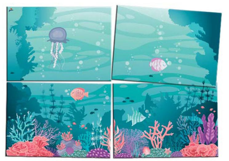 Painel Fundo do Mar sereia 4 placas