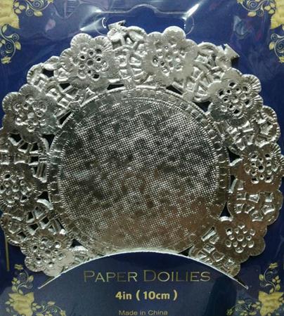 Papel Rendado Doiles Metalizado Prata 10cm 20 Unidades