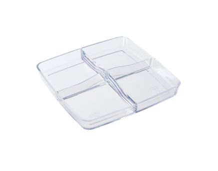 Petisqueira Quadrada 21,5 cm 04 Divises Cristal Unidade