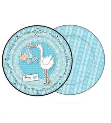 Prato Bolo 18cm Baby Shower Azul 08 Unidades