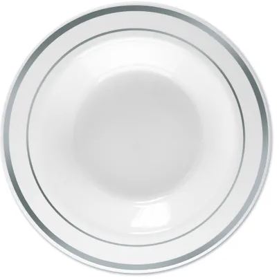 Prato Sobremesa Plstico Borda Prata 19cm 06 Unidades