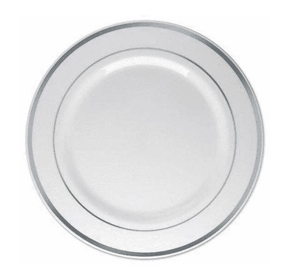 Prato Sobremesa Borda Prata 15cm 06 Unidades