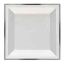 Prato Quadrado Acrlico Branco Prata 21cm 06 Unidades