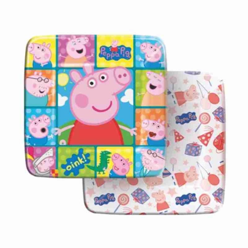 Prato Quadrado Peppa Pig 18cm 08 unidades