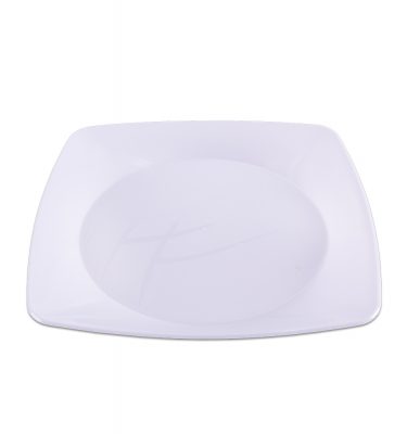 Prato 21 cm Plstico Quadrado Refeio Branco 10 Unidades