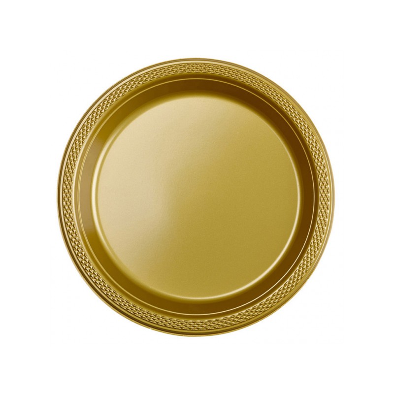 Prato 18 cm Plstico Happy Line Dourado 10 Unidades